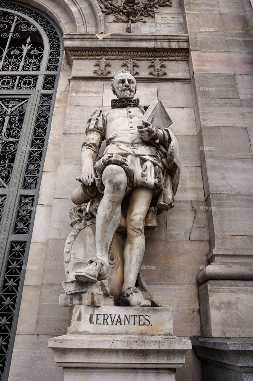 Statue of Cervantes outside of the National Library of Spain, Madrid 