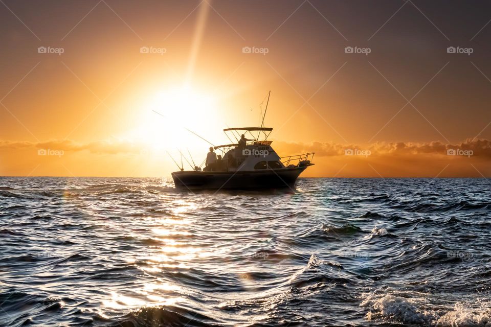 Fishing boat in Cabo during sunrise 