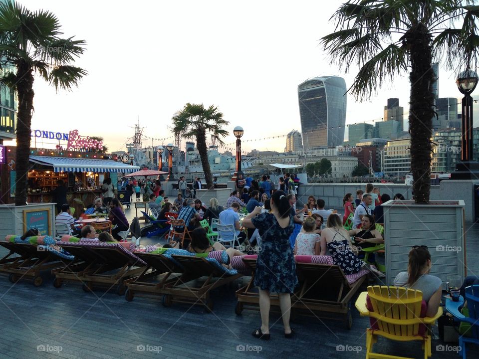 London riviera. City hall and tower bridge. London