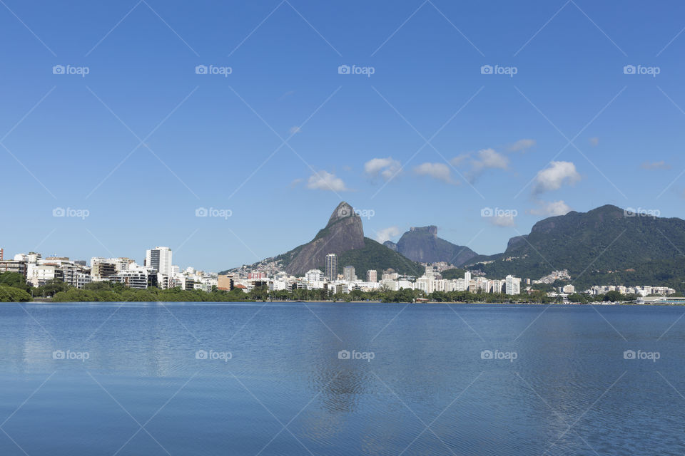 Rodrigo de Freitas Lagoon in Rio de Janeiro Brazil.