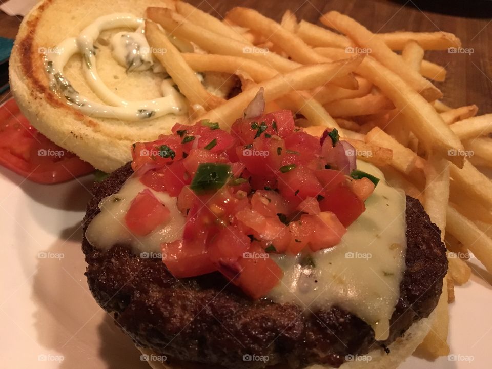 Salsa Cheeseburger and Fries