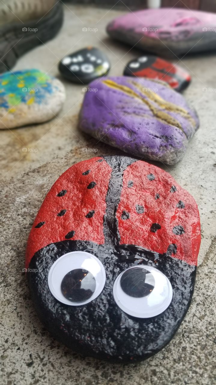 ladybug painted rock