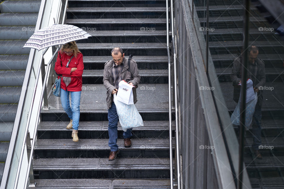 Underground Stairs in a rainy day