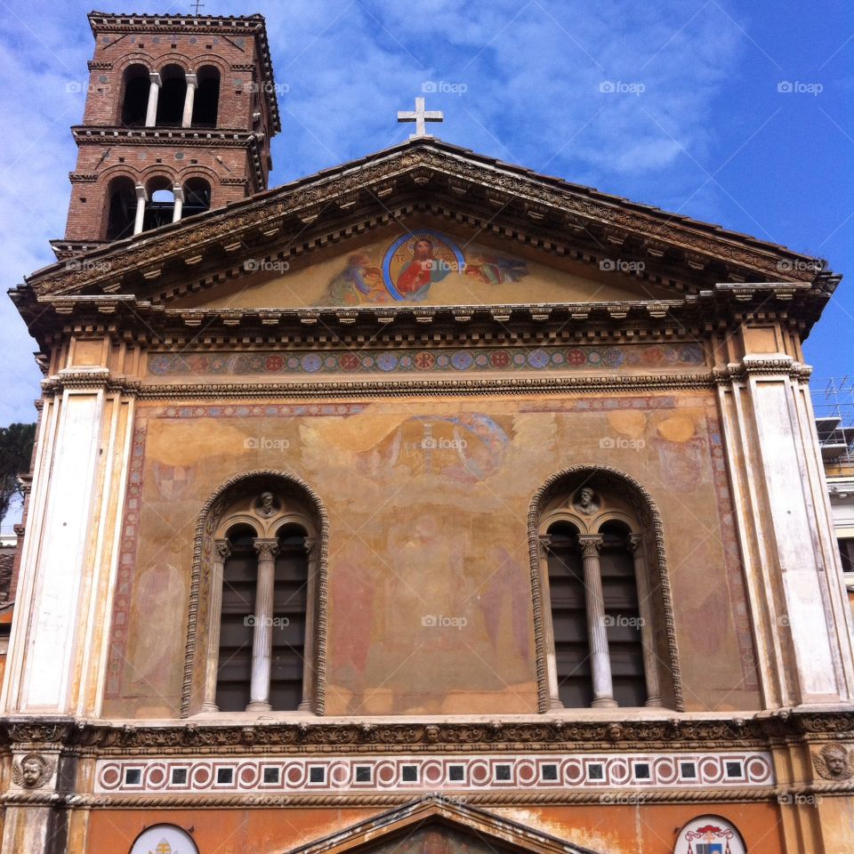 Roman Church. The exterior facade of one if Rome's many beautiful churches