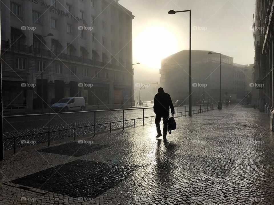 Man going back home after a day of work.