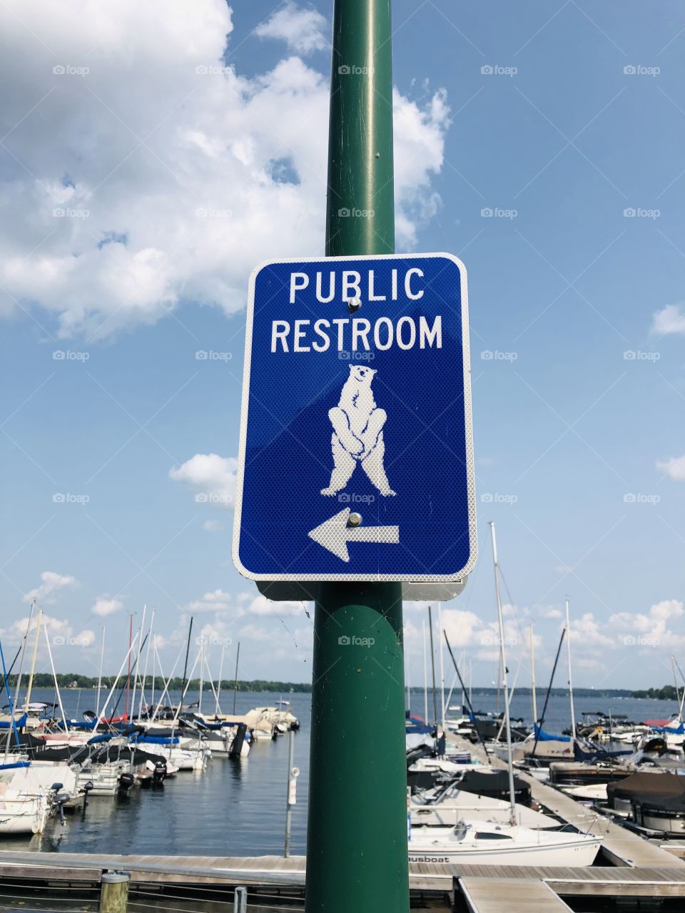 A clever restroom sign in White Bear Lake, Minnesota.