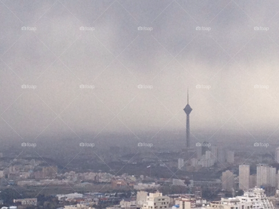 rain iran tehran milad tower by emad242001