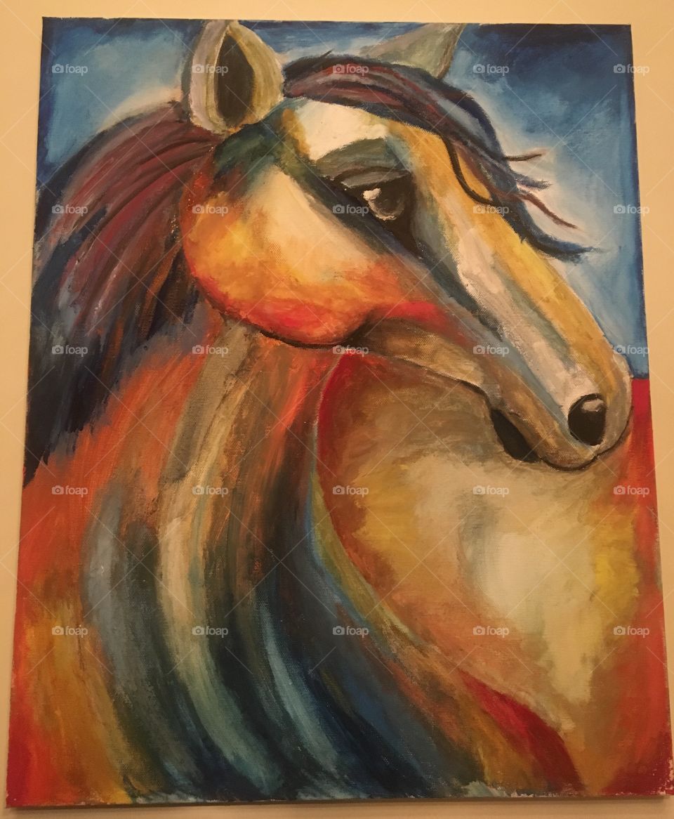 Watercolor horse painting 