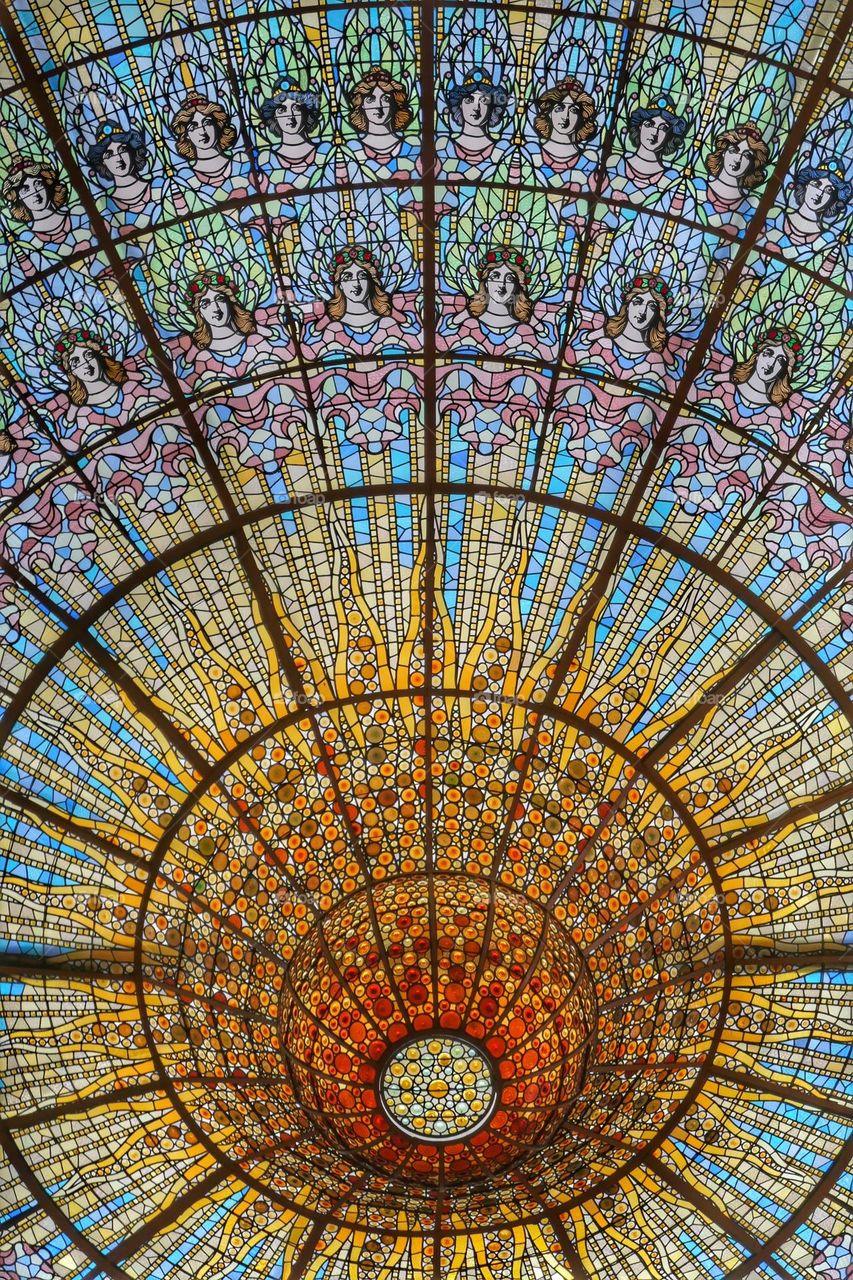 Stained-glass skylight of the Palace of Catalan Music