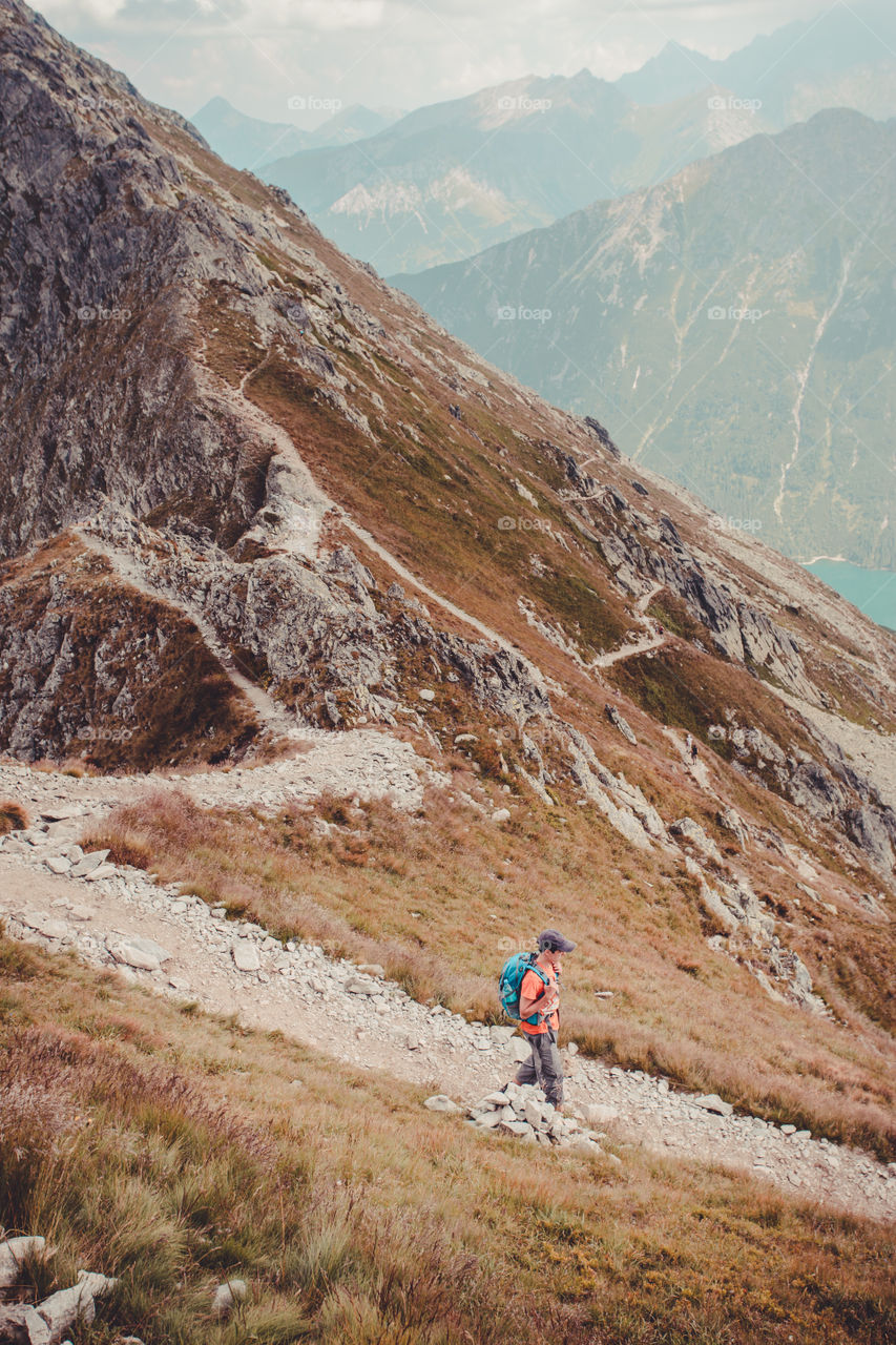 Boy hiking in The Tatra Mountains