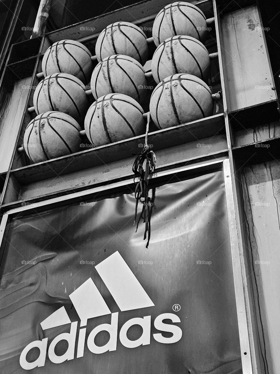 Sports brand basketball high hanging on the wall