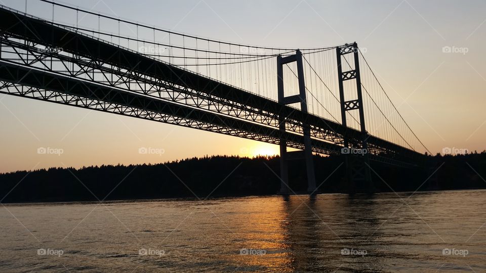 Sunset  Tacoma Narrows Bridge. taken just before the sun sets