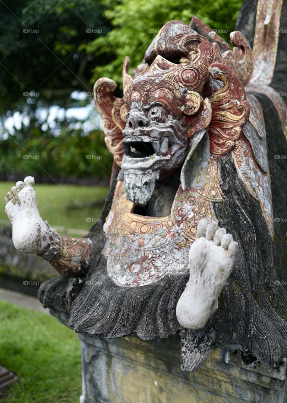 Views at a beautiful Hindu water temple in Bali, Indonesia at midday. 