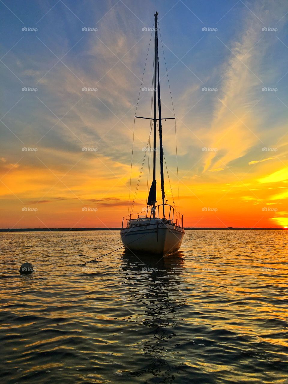 Water, Sunset, Sailboat, No Person, Sea