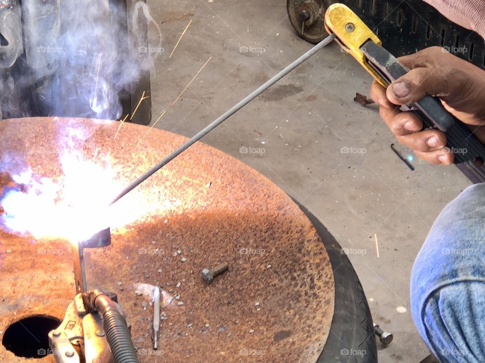 Steel welding action 