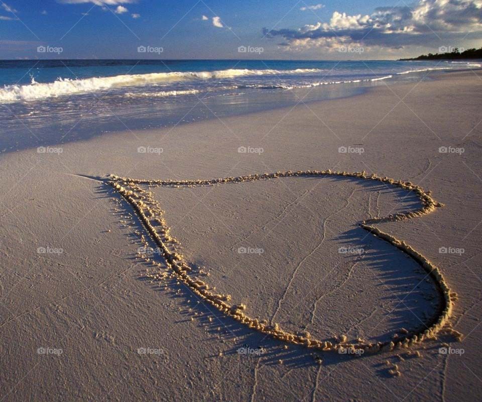 big heart on sand