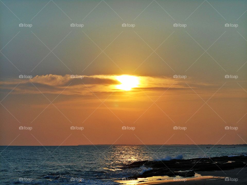 Sunset view in sea shore