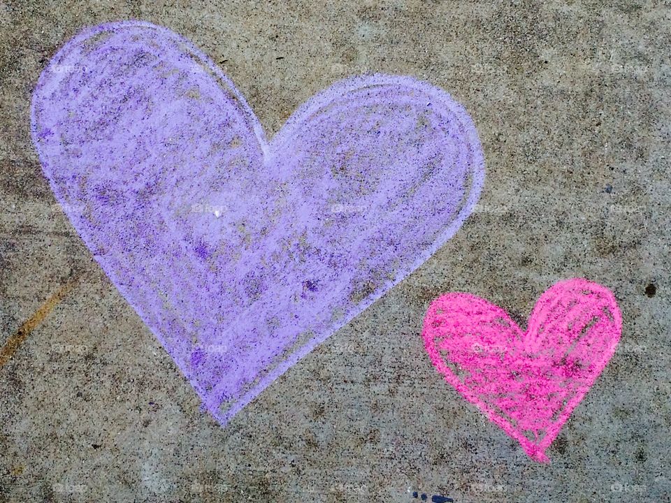 Sidewalk chalk hearts