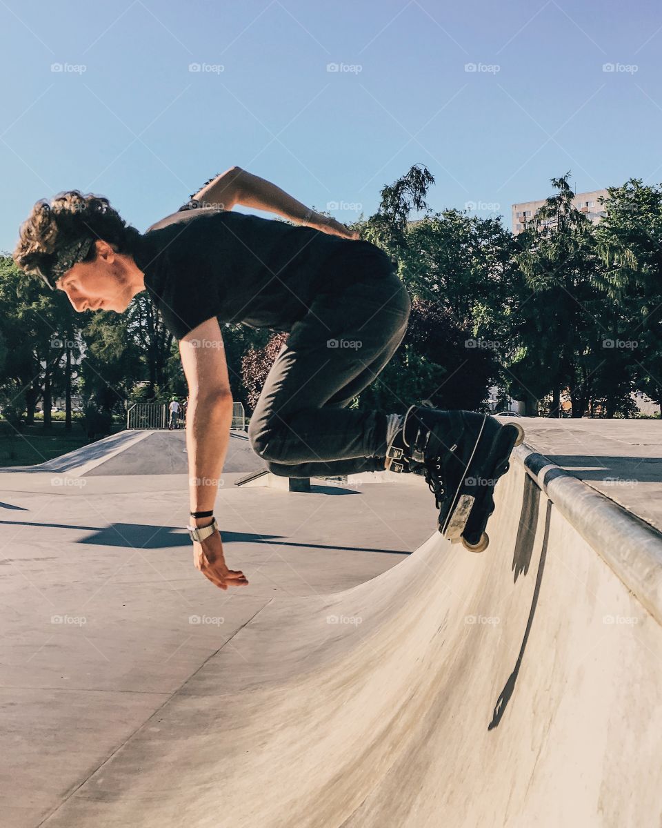 Young man skating in park