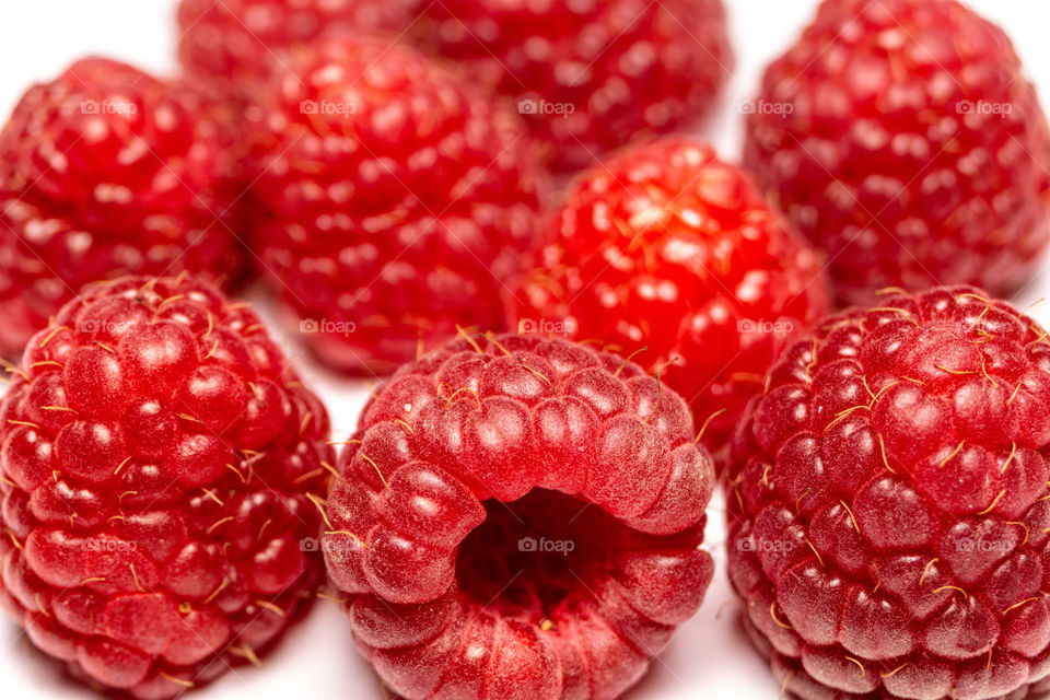 Macro shot of a raspberry fruit