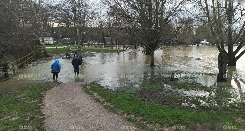 Flood in popular Needham Lake Park, UK