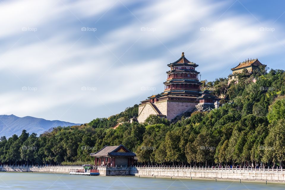 Summer palace with cloud movement in beijing , china
