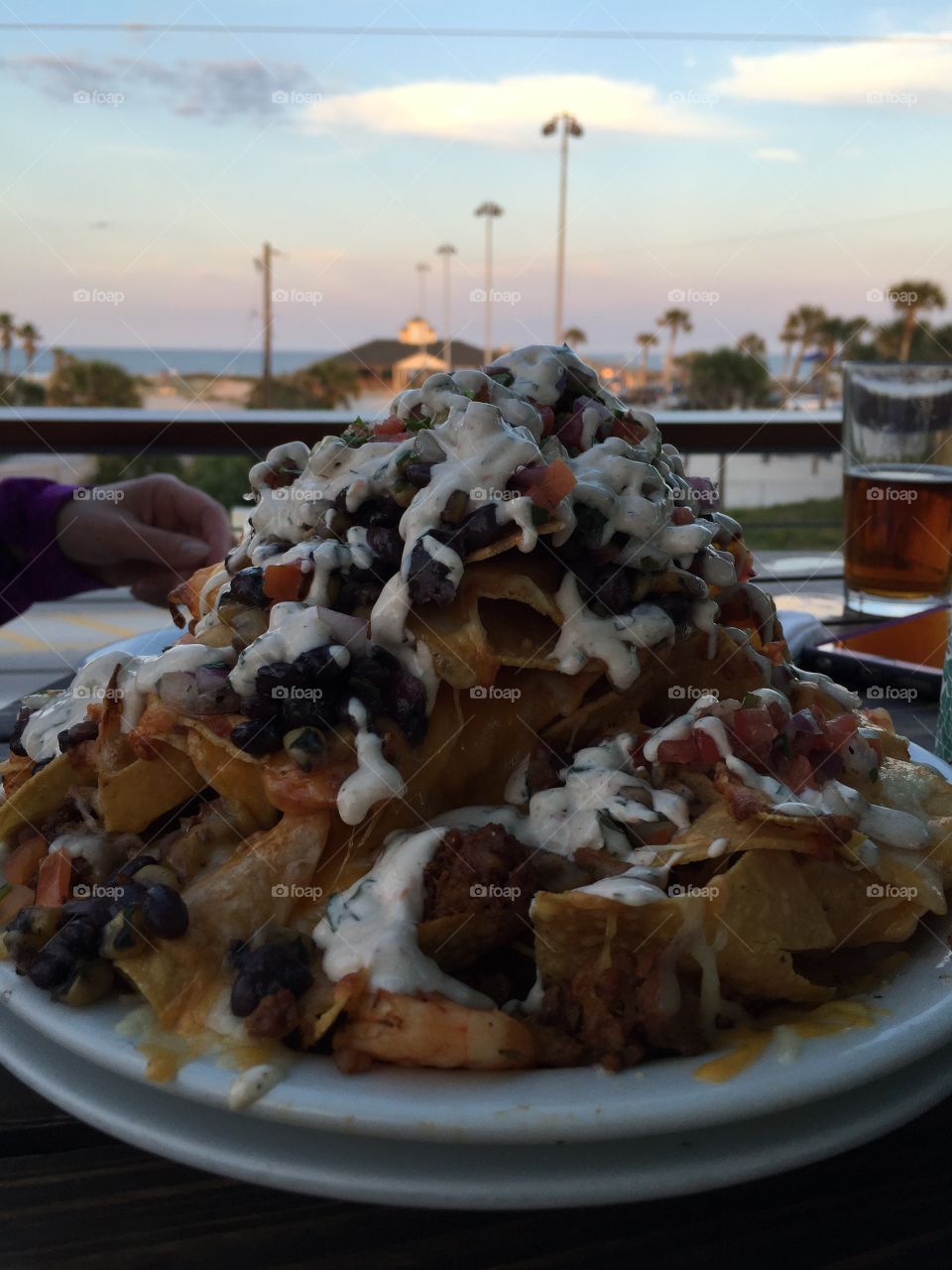 Salty Nachos. Dinner in a new St Augustine Beach restaurant enabled us to share these amazing nachos with a killer beach view.  