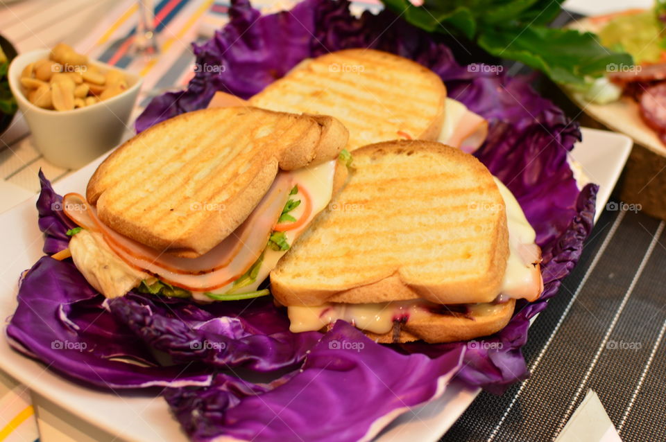 lunch with colored toast