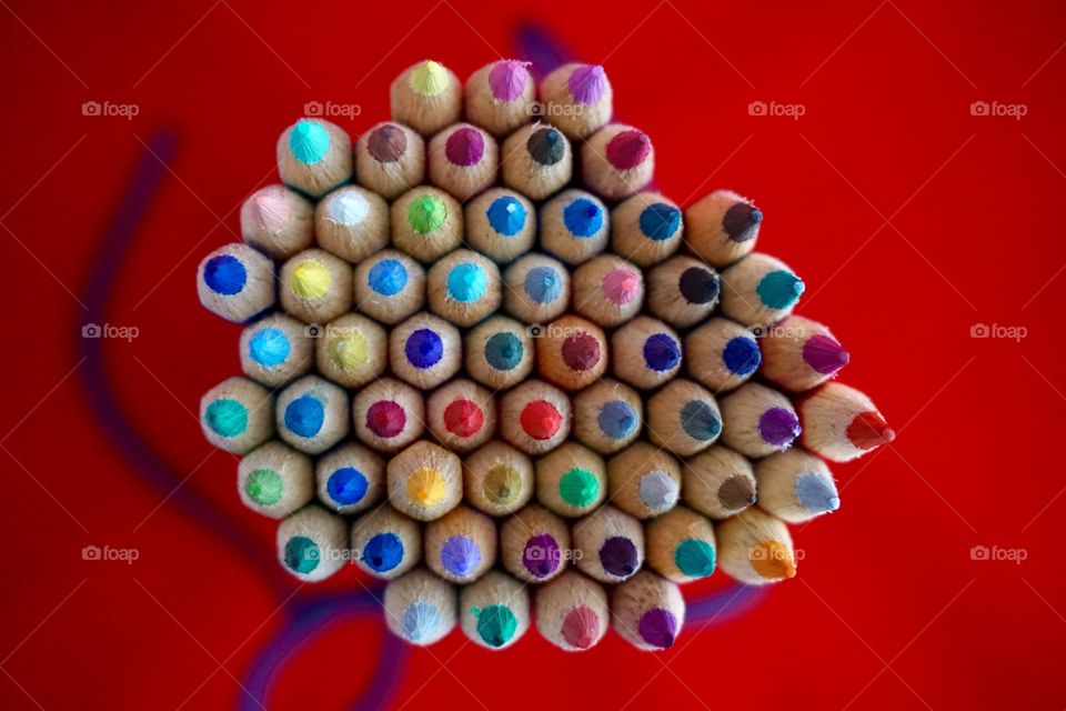 Faber-Castell colourful pencil points close up photo ...