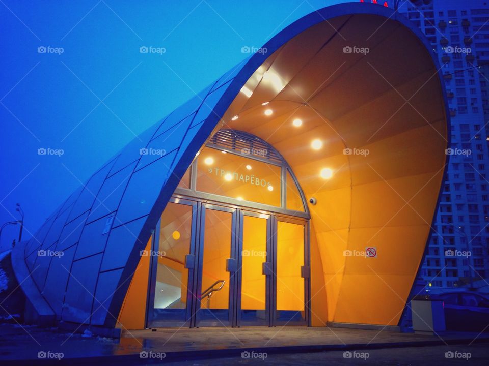 Brightly decorated entrance to one of the Moscow city metro underground stations