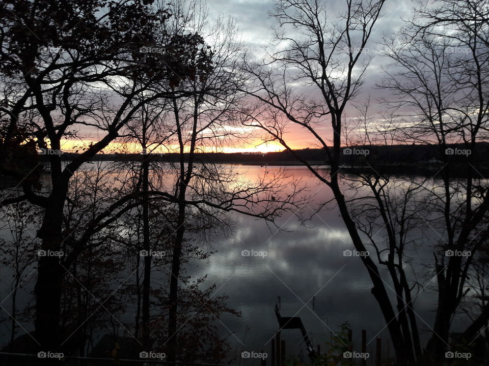 Sunset at cabin on Minnesota lake