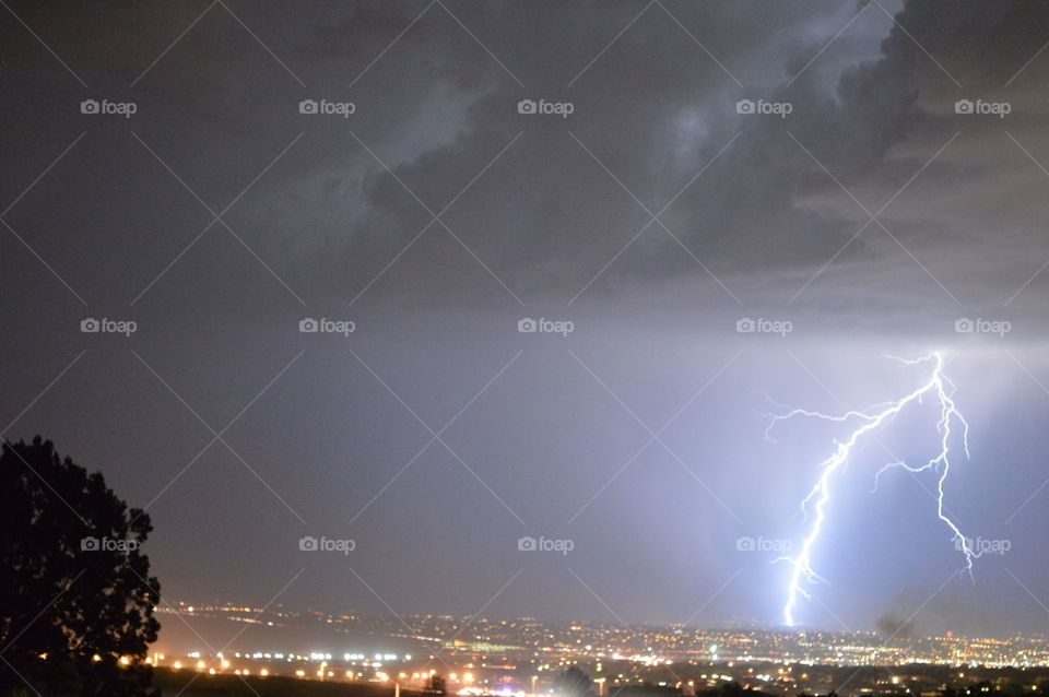 Lightning strike over Albuquerque, New Mexico