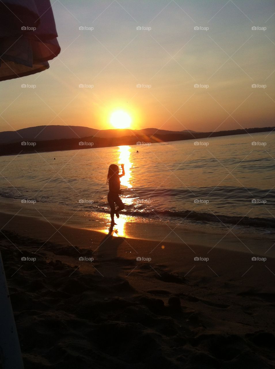 Golden sunset on the beach 