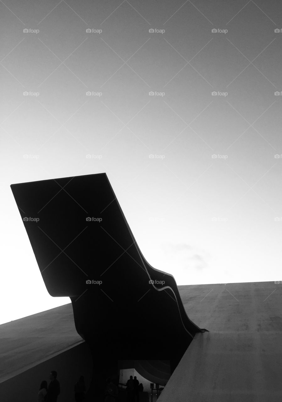 The Ibiraquera Auditorium entrance designed by architect Oscar Niemeyer