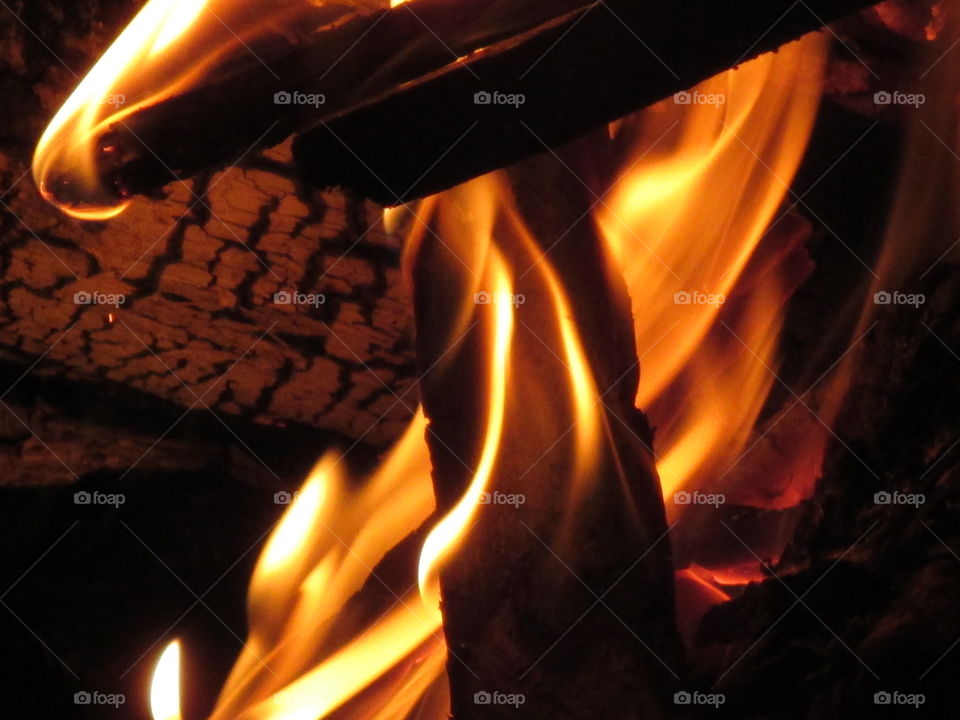 campfire. Closeup of the fire
