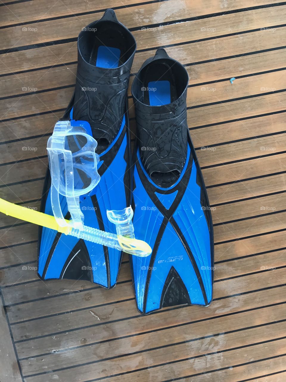 Flippers and a mask for snorkeling 