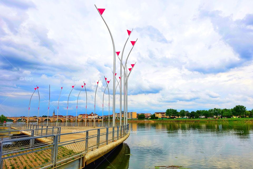 A perfect platform on a river in a quiet day