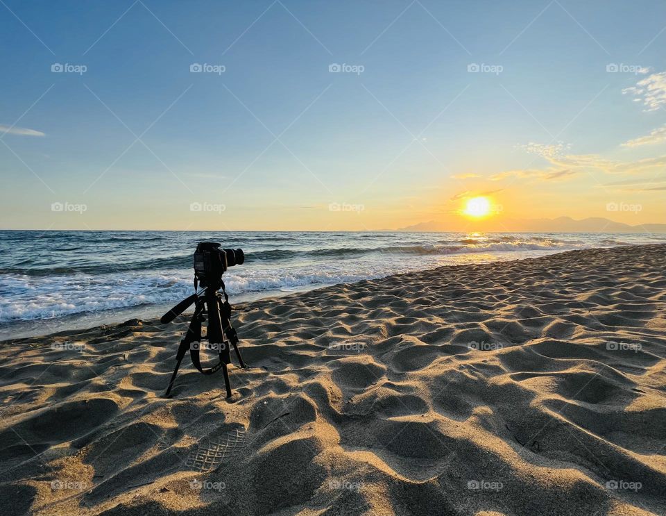 Taking photo at sunset 