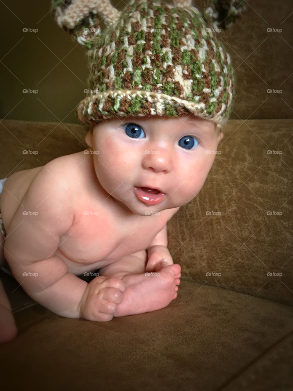 Baby in a knitted hat 