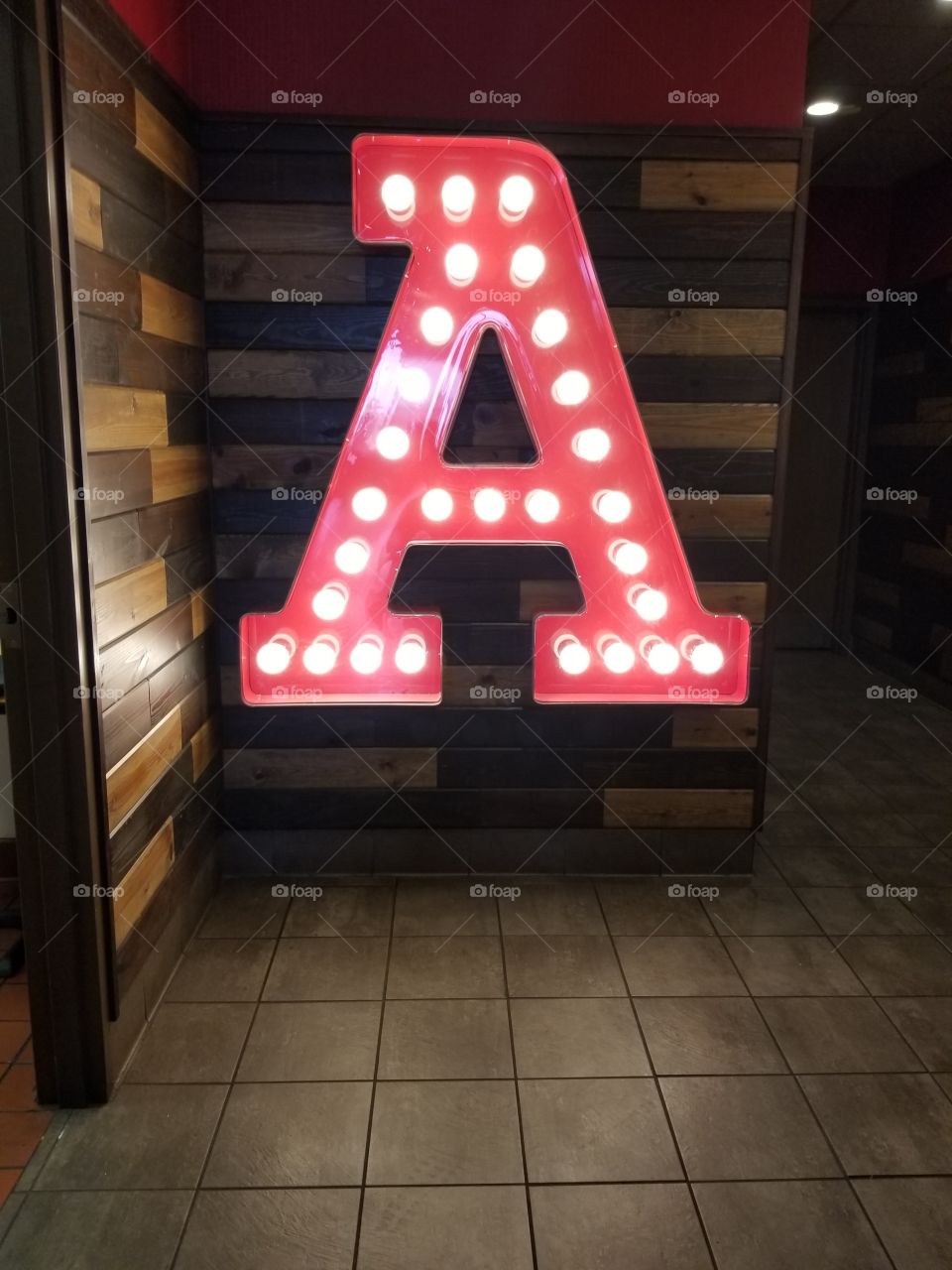 letter A with light bulbs