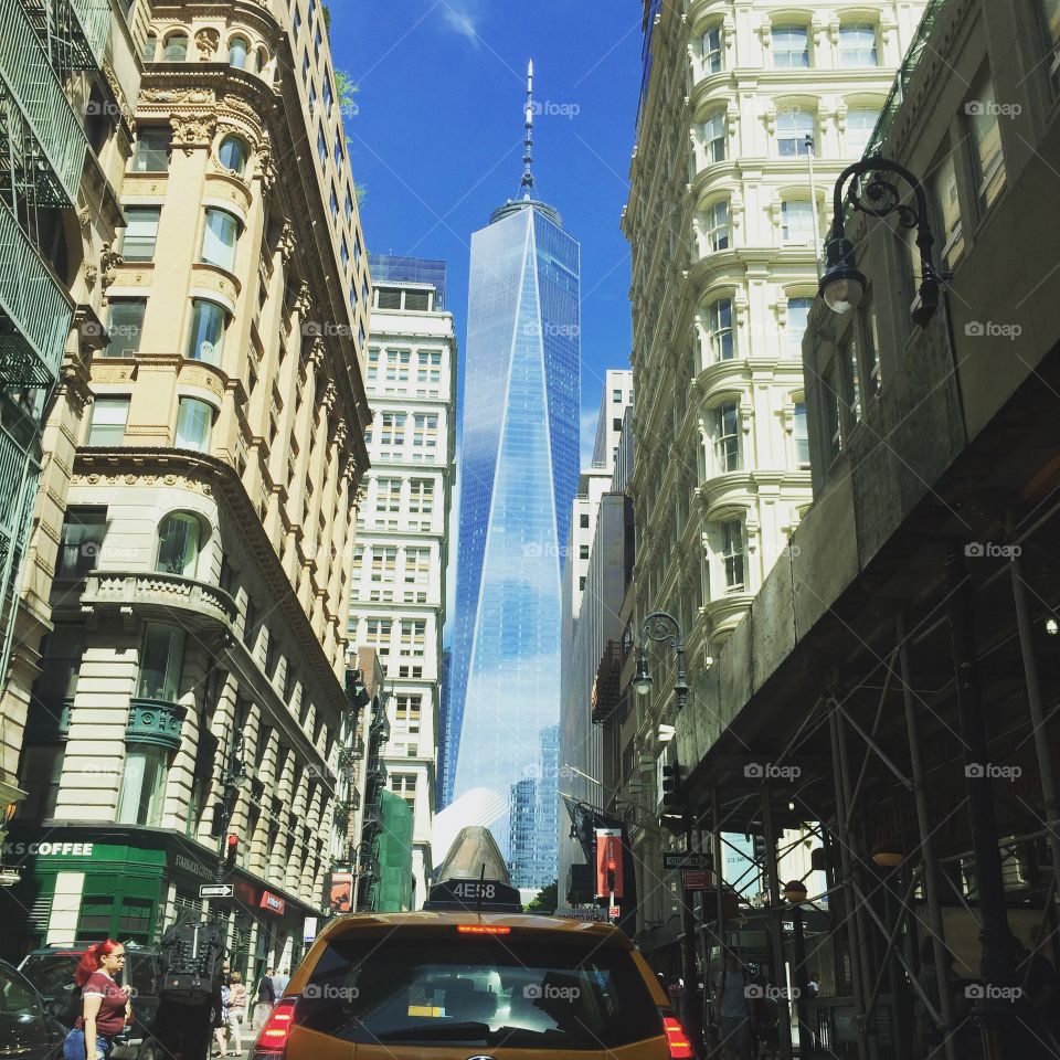 Freedom tower, NYC, One World Trade Center, awesome street shot!