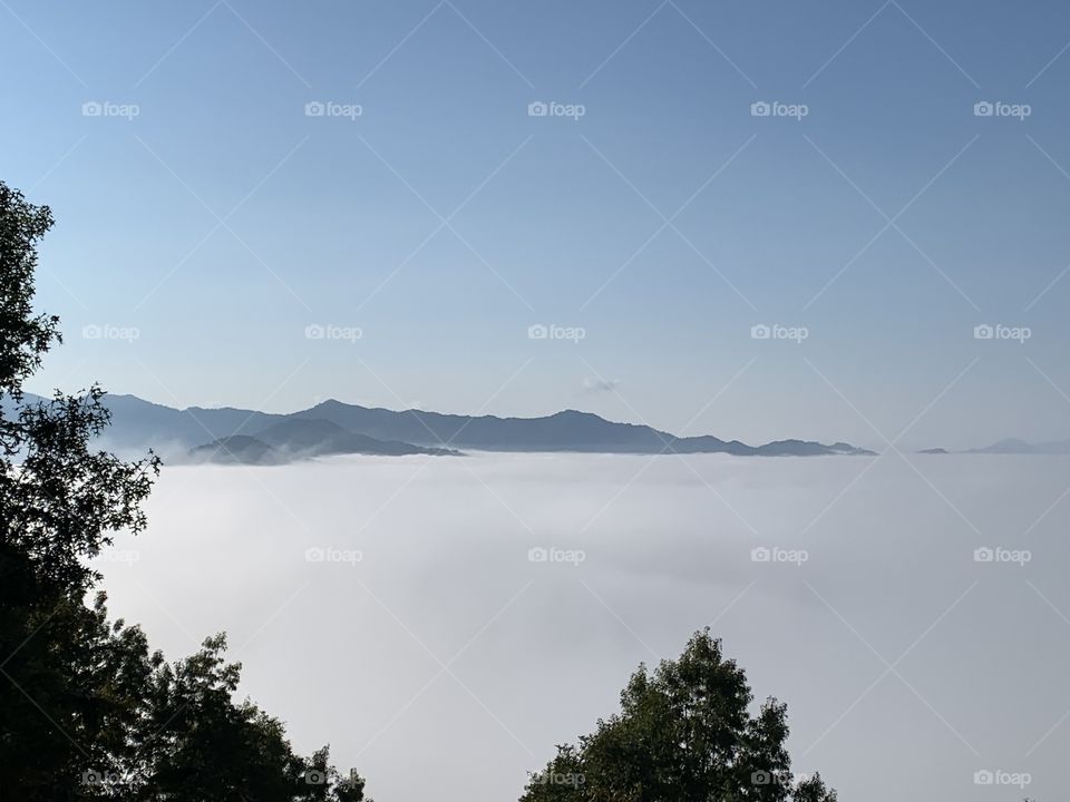 Cloudy mountain range