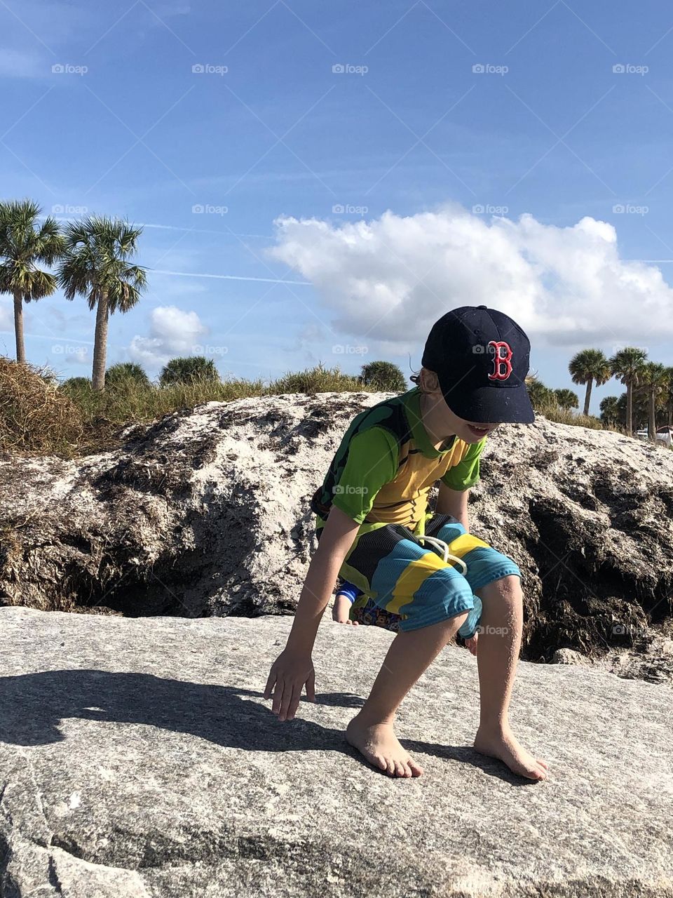 Rock climbing at the beach