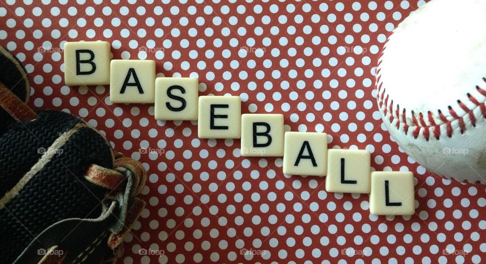 Baseball. Baseball made with letter tiles
