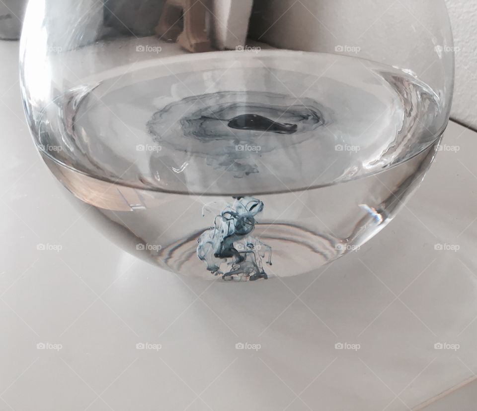 Coloured water in a bowl