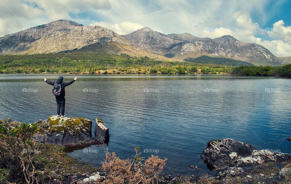 Man by the lake at Connemara, Ireland