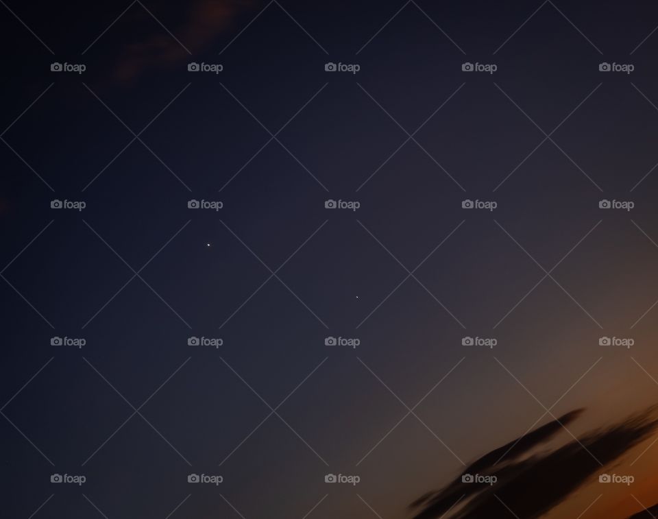 The Venus and The Jupiter are look like eyes in twilight sky