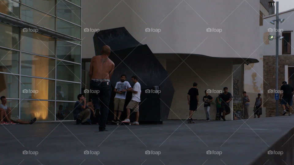 Skaters in the MACBA square. Barcelona 