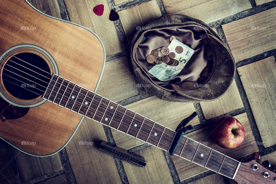 street musician flatlay