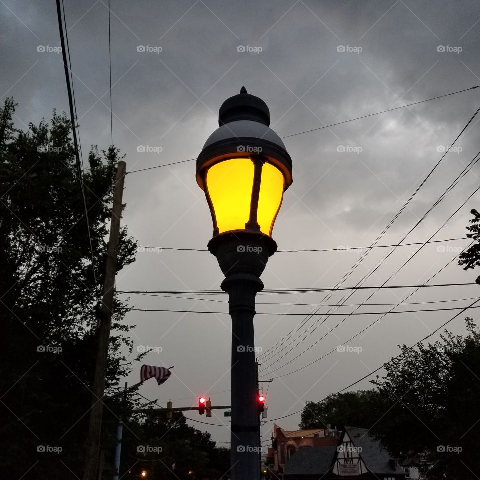 lamp post at dusk